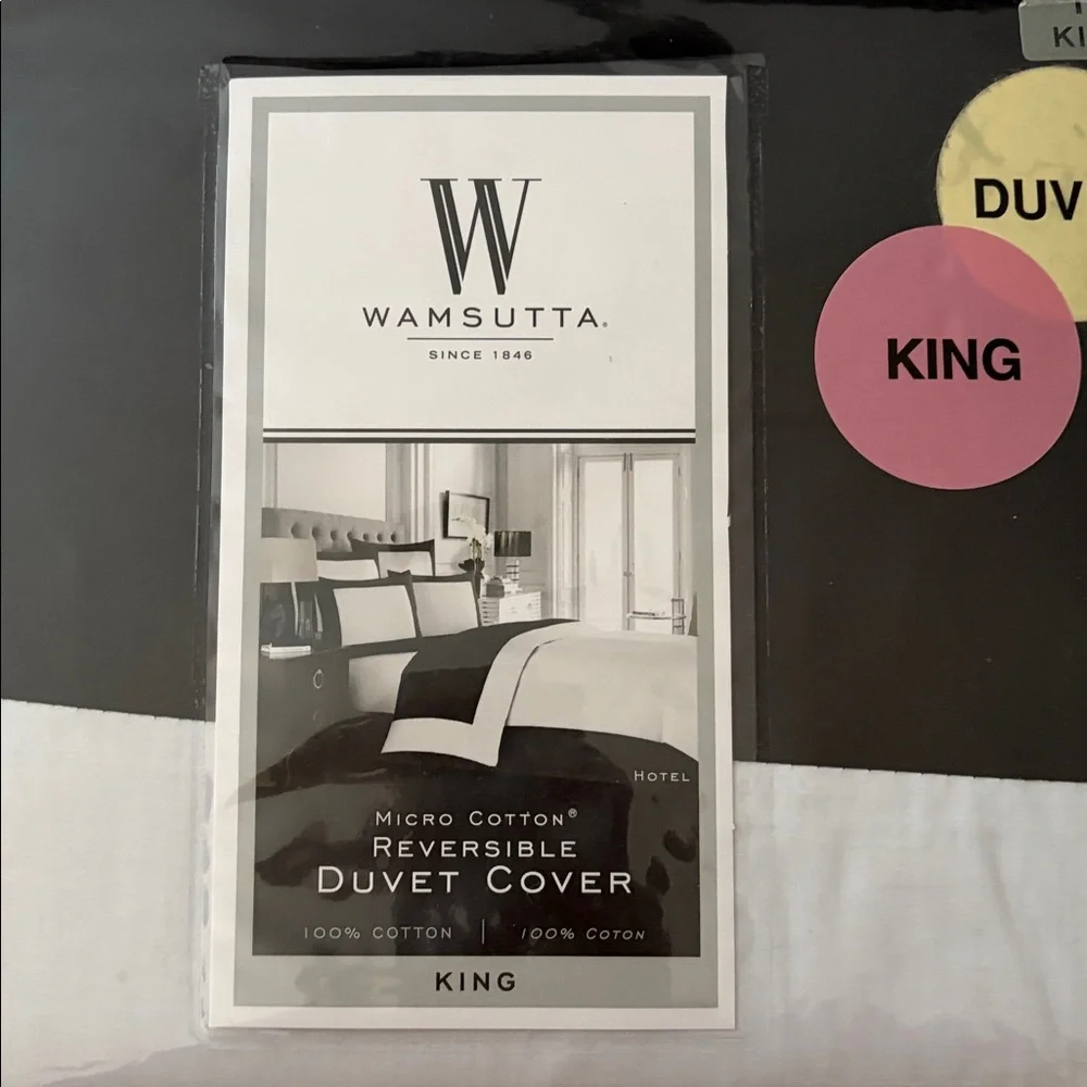Wamsutta Bedding Duvet Cover 100% Cotton King Reversible Black White New